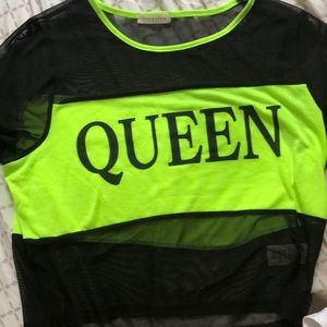 black and Lime green Crop top
